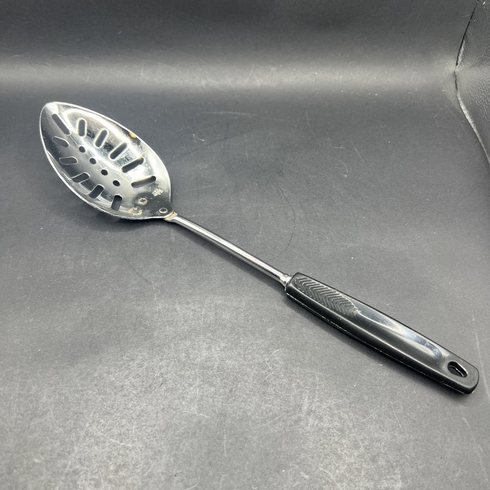 Vintage Foley Slotted Spoon Chrome Plated MCM Kitchen Cooking Utensil USA 12 in
